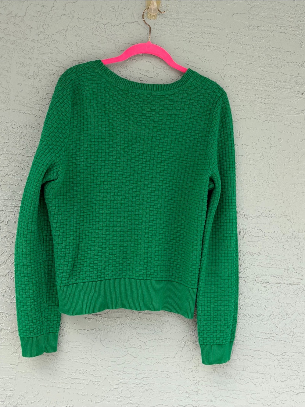 Liz Claiborne Green Button-Front Textured V-Neck Cardigan - Picture 2 of 6